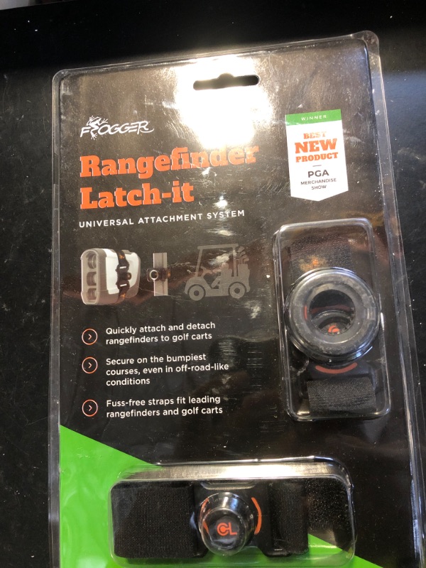 Photo 1 of Frogger Golf Magnetic Rangefinder Holder for Carts & Push Carts Latch It Technology, Non Slip Straps, Adjustable Range Finder Mount Strap with Strong Magnets Golf Course Accessories