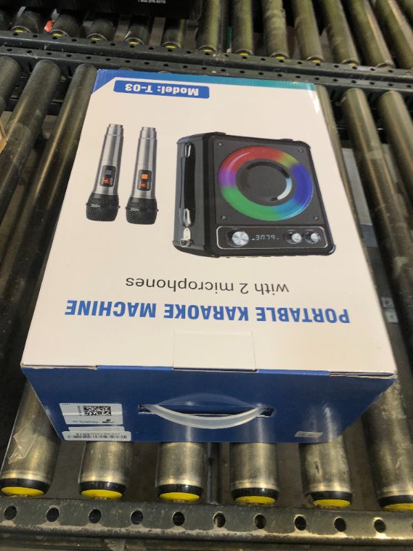 Photo 1 of VOSOCO Karaoke Machine, Portable Bluetooth Karaoke Speaker with 2 Wireless Microphones, PA System for Adults Kids with LED Lights, Supports FM/AUX/USB/TF for Home Party