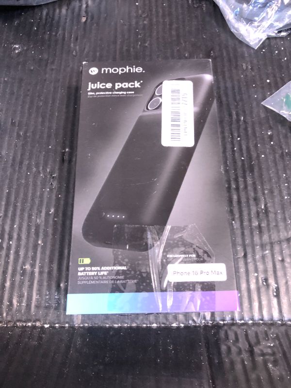 Photo 1 of Mophie Juice Pack Battery Case for iPhone 16 Pro Max - Slim Charging Case, Magnetic Back for Wallets & Mounts, +50% Extra Battery Life, Enhanced 6-Foot Drop Protection, Sustainable Material, Black