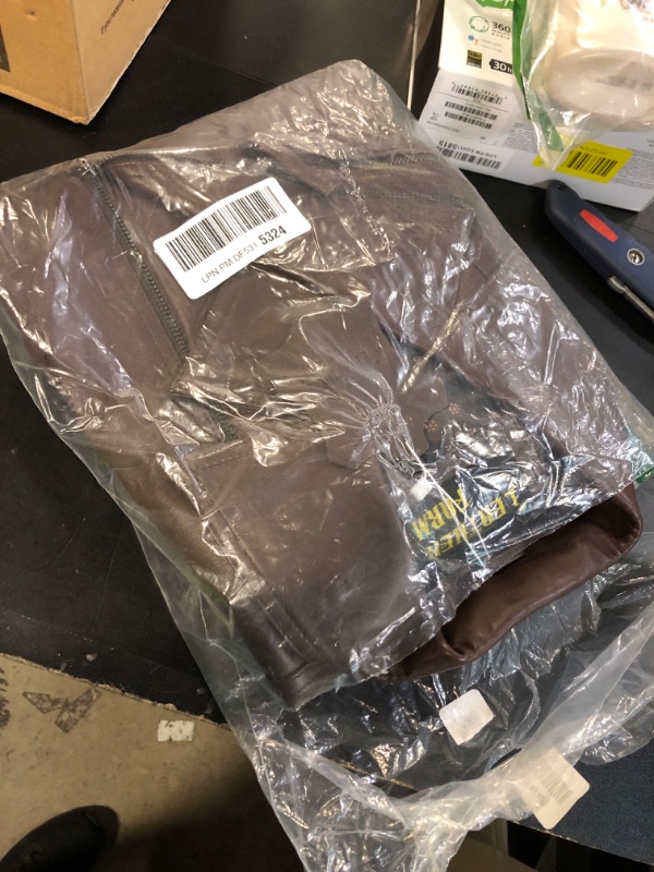 Photo 1 of LEATHER FARM Women's Lambskin Leather Bomber Biker Jacket (Large, BROWN)