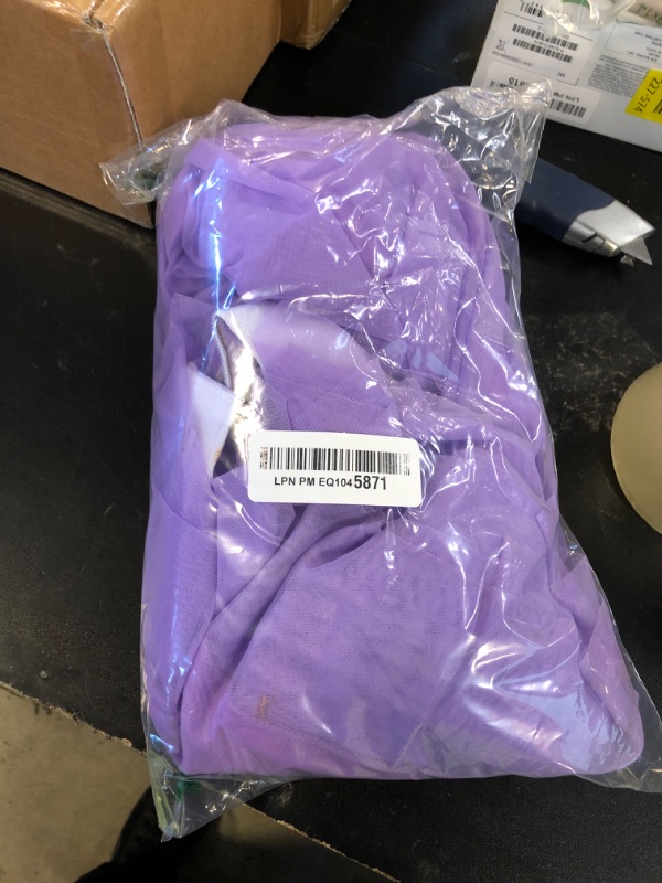Photo 1 of Suppromo 6ft Purple Table Skirt for Baby Shower Girl Tulle Tutu Table Skirt Rectangle Purple Table Cloth for Parties Butterfly Mermaid Birthday Wedding Cake Dessert Desk Skirt Decorations
