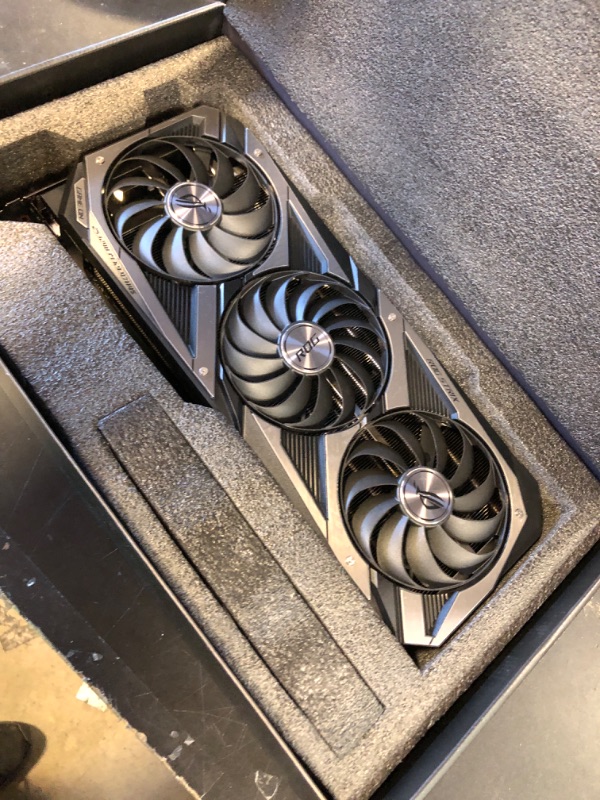 Photo 1 of ASUS ROG STRIX NVIDIA GeForce RTX 3070 Gaming Graphics Card (PCIe 4.0, 8GB GDDR6, HDMI 2.1, DisplayPort 1.4a, Axial-Tech Fan Design, 2.9-Slot, Super Alloy Power II, GPU Tweak II) (Renewed)