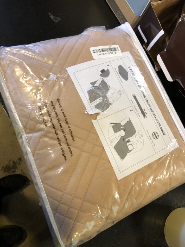 Photo 1 of TAOCOCO Waterproof Recliner Chair Cover, Non Slip Oversized Recliner Covers for Recliner Chair with Pocket, Reclining Chair Cover Furniture Protector for Kids, Dogs(28'', Camel)