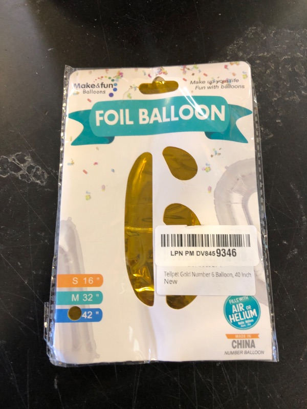 Photo 1 of Tellpet Gold Number 6 Balloon, 40 Inch