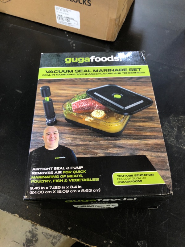 Photo 1 of Guga Foods Vacuum Seal Marinade Container Set, Air Sealed Pump, Removes Air for Quick Marination, Barbecue & Grilling Marinator