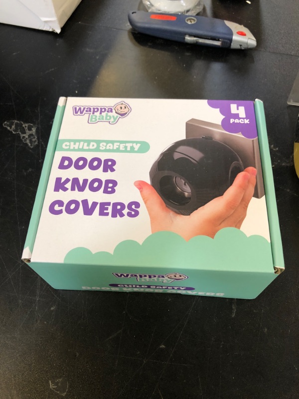 Photo 1 of Child Safety Door Knob Cover (4 Pack) Hard-to-Remove Dual-Lock Door Handle Covers for Kids - Reusable Baby Proof Door Knob Locks - Installs Easily, No Tools Needed (Black)