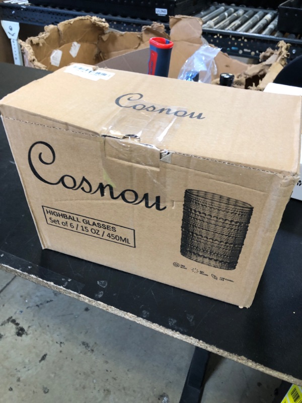 Photo 1 of Consou Large Glasses Set of 6, 15 oz Hobnail Glassware Thick Glass Heavy Base