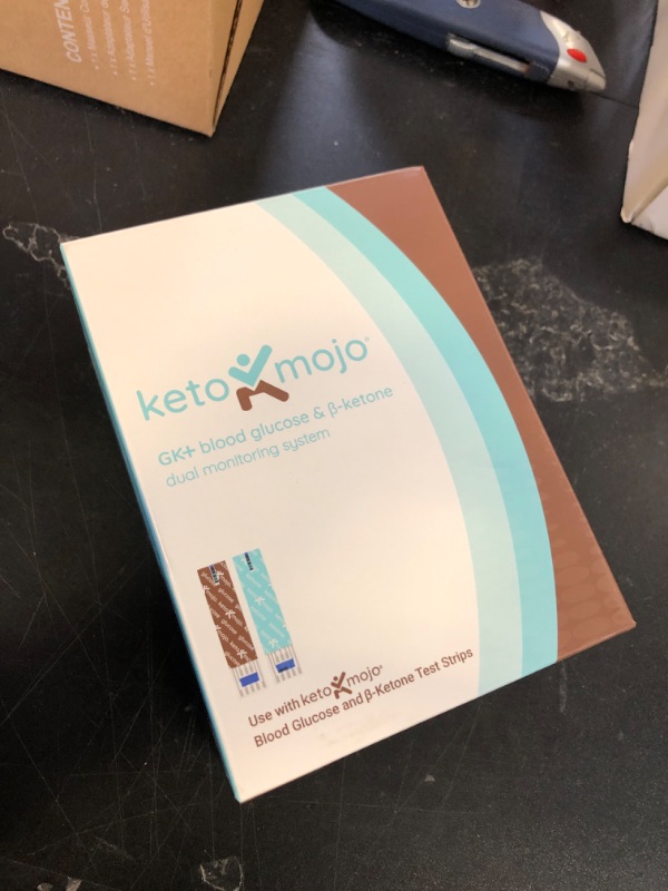 Photo 1 of KETO-MOJO GK+ Bluetooth Glucose & Ketone Testing Kit + Free APP for Ketosis & Diabetes Support. 20 Blood Test Strips (10 Each), Meter, 20 Lancets, Lancing Device, and Control Solutions