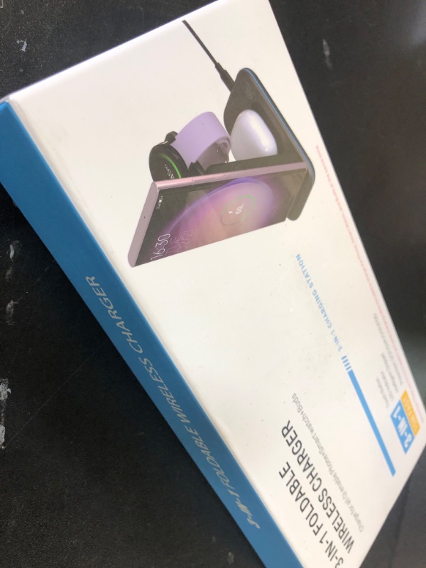 Photo 1 of Wireless Charger for Samsung/Android, HOLYJOY Foldable 3 in 1 Fast Charging Station/Stand/Multi Charger for Samsung S25 Ultra/S24/Note 20, Travel Pad for Galaxy Watch 7/6/5/4/Active 2, For Buds(White)