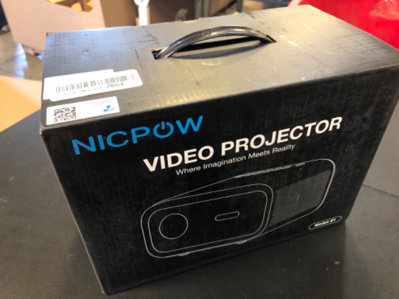 Photo 1 of Projector with WiFi and Bluetooth: [Auto Focus/Keystone] - NICPOW Full HD 1080P 4K Supported Portable Bluetooth Projector for Gaming Devices and Phones - Ideal for Indoor Outdoor Use - Grey