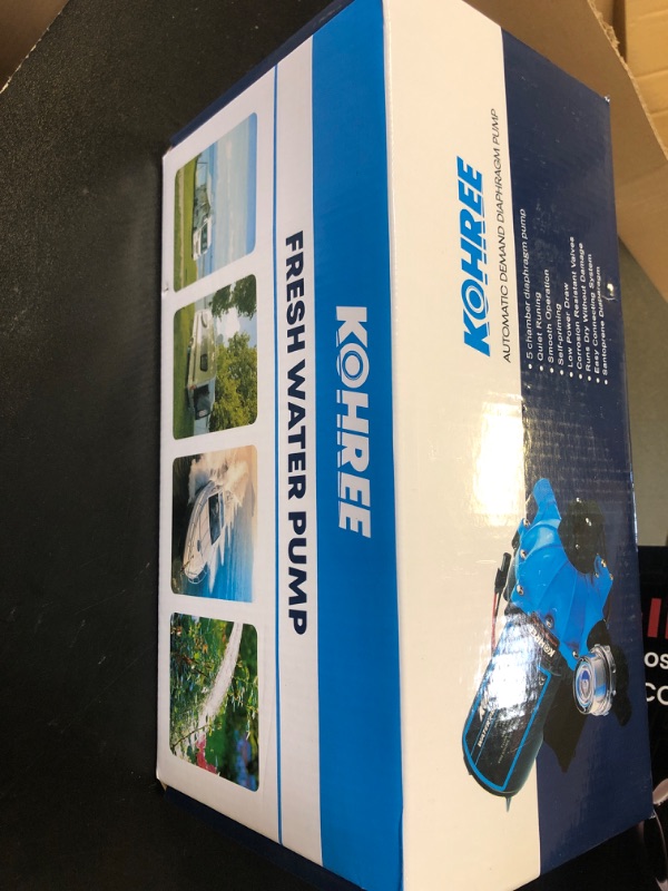 Photo 1 of Kohree RV Fresh Water Pump 7GPM 70PSI, 12V DC Water Pump, Self-Priming, Upgraded Five Chamber Diaphragm Pump with Heavy Duty Pressure Switch and Strainer for RV, Marine, Yacht, Caravan