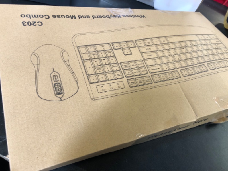 Photo 1 of Wireless Keyboard and Mouse Combo, Full-Sized 2.4GHz Wireless Keyboard with Comfortable Palm Rest and Optical Wireless Mouse for Windows, Mac OS PC/Desktops/Computer/Laptops (Black)
