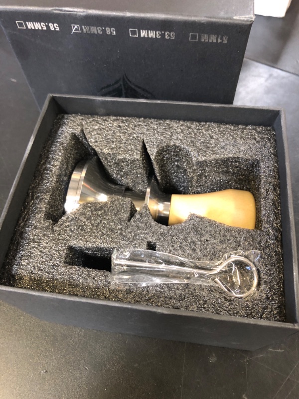 Photo 1 of 58 mm Tamper Auto-Leveling and Calibrated Spring Loaded Design Stainless Steel Ripple Base 58mm Espresso Tamper Tool with 20lb / 25lb / 30lbs Replacement Springs
