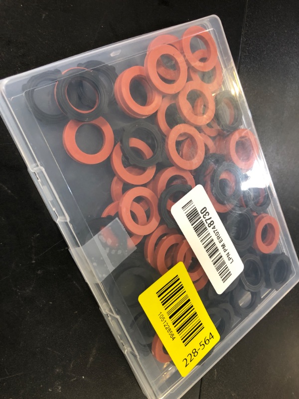 Photo 1 of ZDBB 80 Pcs Garden Hose Gasket Rubber Seal, Fits All Standard 3/4 Inch Outdoor Hose Fittings with Heavy Duty Red and Black Self-Locking Tabs to Hold The Gasket Securely in The Fitting