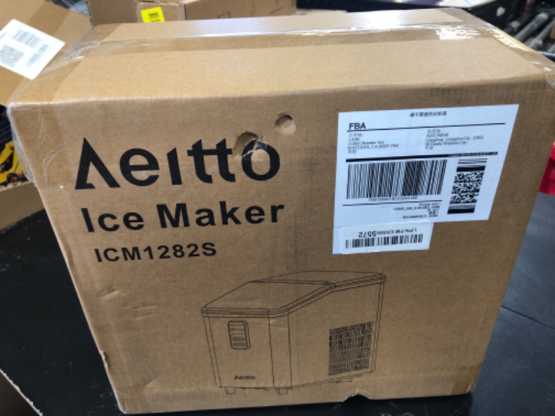 Photo 1 of Aeitto Ice Maker Countertop 26lbs/24H, Ice Machine 8 Ice Cubes Ready in 6 Mins, 2 Sizes of Bullet Ice Portable Ice Makers with Basket & Scoop, Auto Self-Cleaning for Home/Kitchen/Office Stainless