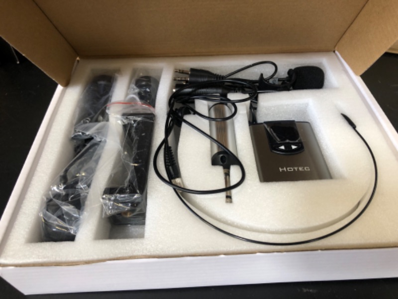Photo 1 of HOTEC UHF Wireless Headset Microphone/Lavalier Lapel Mic with Bodypack Transmitter and Mini Rechargeable Receiver 1/4" Output for Vlogging or Speech
