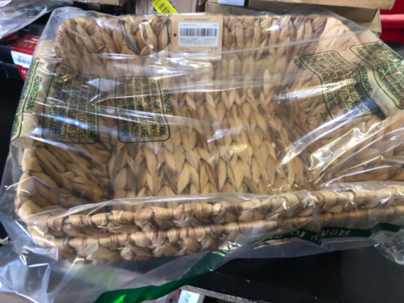 Photo 1 of StorageWorks Hand-Woven Jumbo Storage Baskets with Wooden Handles, Water Hyacinth Wicker Baskets for Organizing, 2 Pack