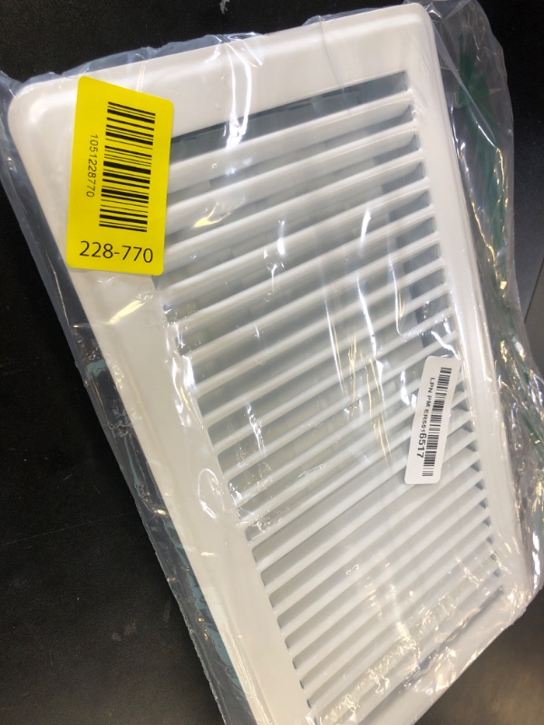 Photo 1 of EZ-FLO 6 x 12 Inch (Duct Opening) Floor Register Vent Cover, One-Way Ventilation Register Diffuser, Solid Steel HVAC Air Vent Cover, White, 61638
