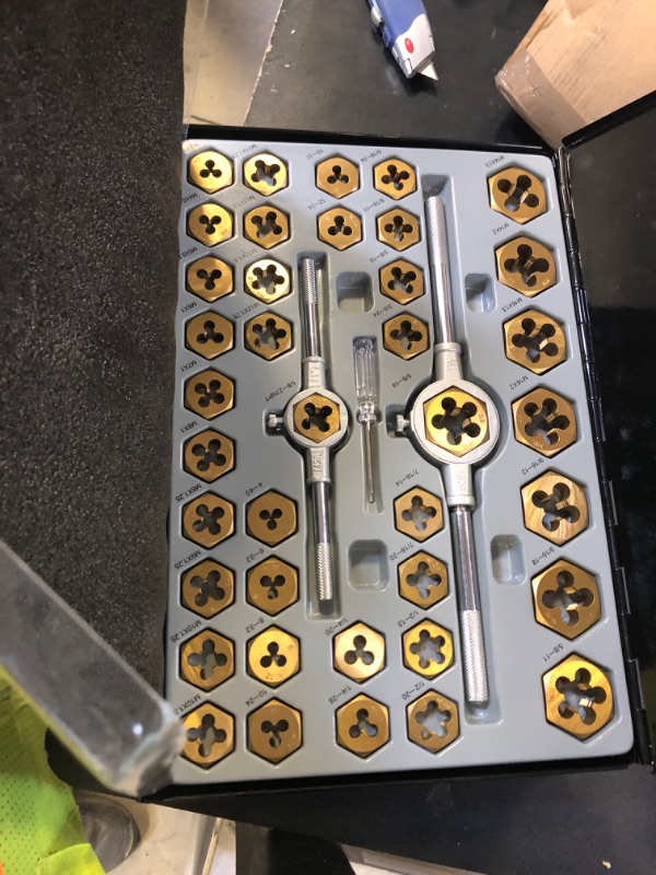 Photo 1 of Orion Motor Tech 86pc Tap and Die Set in SAE and Metric, Titanium Coated Steel Tap Set and Die Tool Set for Homeowners Mechanics and Craftsmen Metric and Standard Internal and External Threading