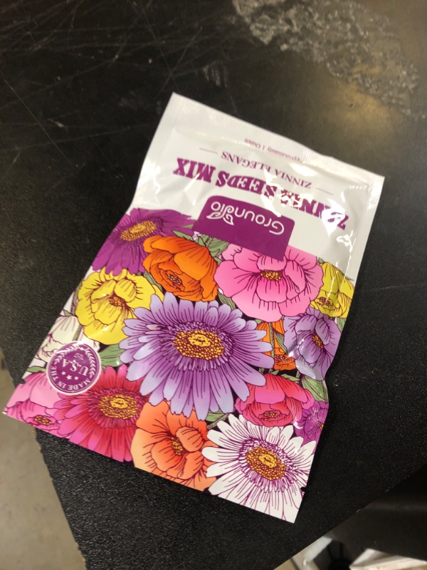 Photo 1 of Groundio Zinnia Seeds Mix, 1 Oz, Over 3,000 Flowers Seeds, 5 Varieties (Pink, Yellow, Orange, White, Purple), Mixed Colors and Large Blooms,Open Pollinated - Bulk