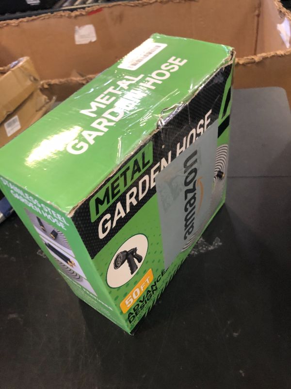 Photo 1 of Garden Hose 50ft, Heavy Duty Stainless Steel Water Hose with 10 Functional Nozzles, No Kink, Lightweight and Flexible, Easy to Use and Store, Strong and Sturdy, Suitable for Yard and Lawn