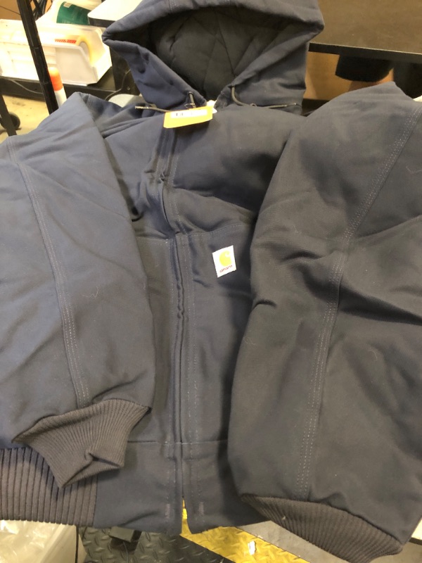Photo 1 of Carhartt Men's J140 Loose Fit Firm Duck Insulated Flannel-Lined Active Jac, Dark Navy, X-Large