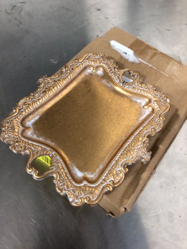 Photo 1 of Vintage Small Gold Ring Dish, Birthday & Wedding Gifts for Women?Wedding Ring Tray - 5.3 x 4.5 inches