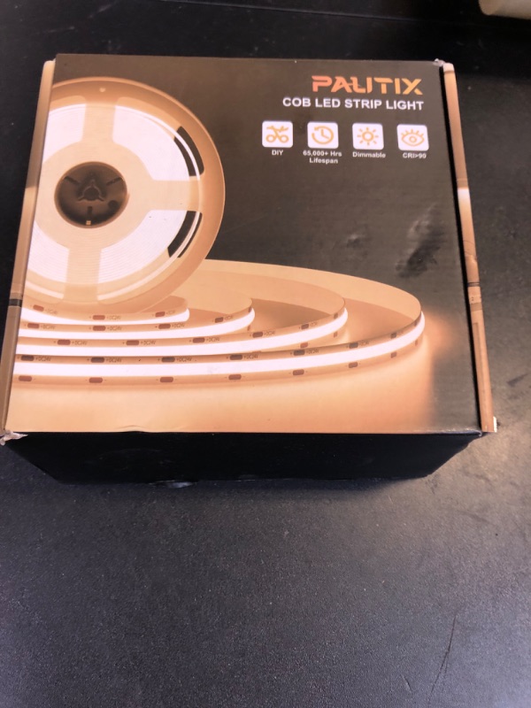Photo 1 of PAUTIX COB LED Strip Light 16.4ft,Engineering Level UL Listed Warm White 2700K,CRI93+ Super Bright High Lumen,Dimmable 24V Flexible LED Tape Light with RF Remote,for Cabinets,Home&Office DIY Lighting