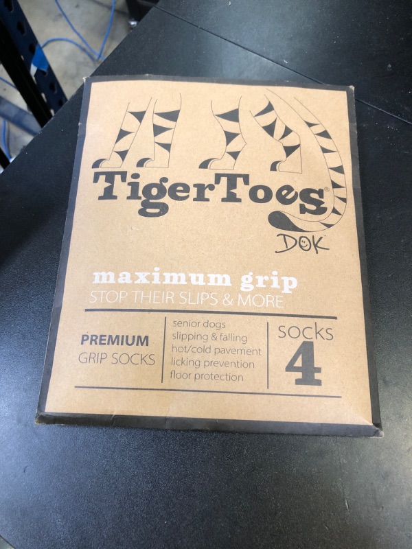 Photo 1 of DOK TigerToes Premium Non-Slip Dog Socks for Hardwood Floors - Extra-Thick Grip That Works Even When Twisted - Prevents Licking, Slipping, and Great for Dog Paw Protection (Cool Caramel, X-Large)