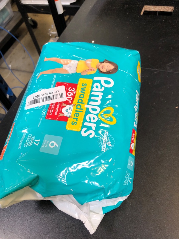Photo 1 of Pampers Diapers - Swaddlers 360° - Size 6, 17 Count, up to 100% Leakproof Comfy Dry Fit, Designed for Easy Changes, Pull On Baby Diaper