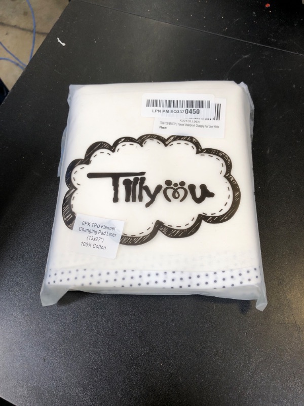 Photo 1 of TILLYOU Waterproof Changing Pad Liners 6 Pack, 100% Cotton Reusable Cloth Diaper Liners, White