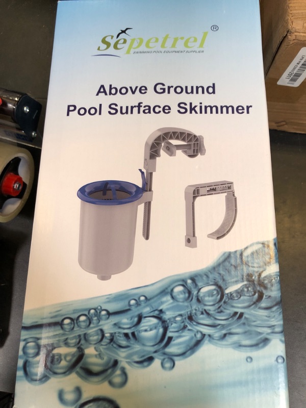 Photo 1 of Sepetrel Above Ground Pool Surface Skimmer, Wall Mount Pool Maintenance Accessories for Inflatable Collars, Tubular & Metal Frame Pools, Floating Skimmer Basket - Efficiently Removes Debris