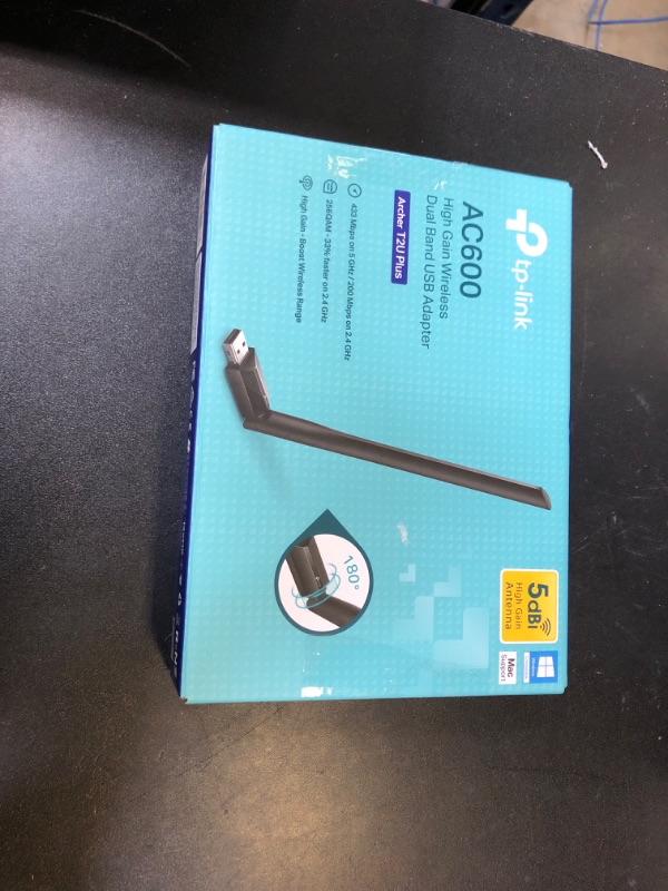 Photo 1 of TP-Link AC600 USB WiFi Adapter for PC (Archer T2U Plus)- Wireless Network Adapter for Desktop with 2.4GHz, 5GHz High Gain Dual Band 5dBi Antenna, Supports Win11/10/8.1/8/7/XP, Mac OS 10.9-10.14, Black