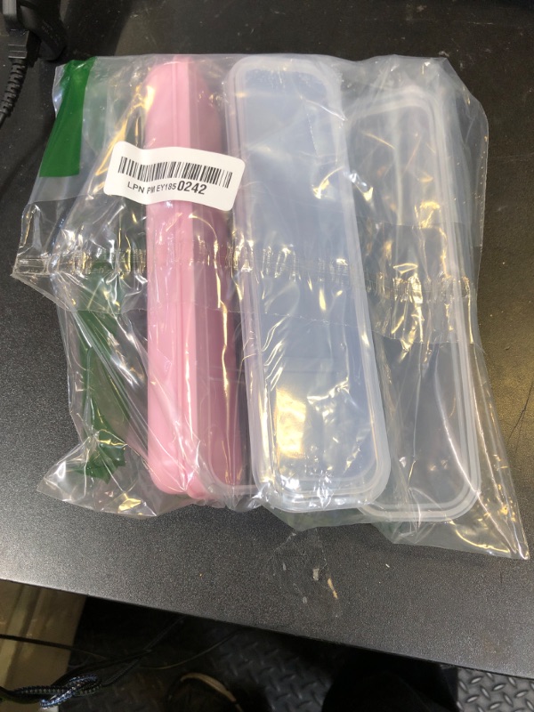 Photo 1 of Tyqour 3PCS Portable Flatware Box Plastic, Simple Travel Tableware Storage Case, Reusable Utensil Container for Lunch Box for Cutlery Kit Pink, Blue,Transparent