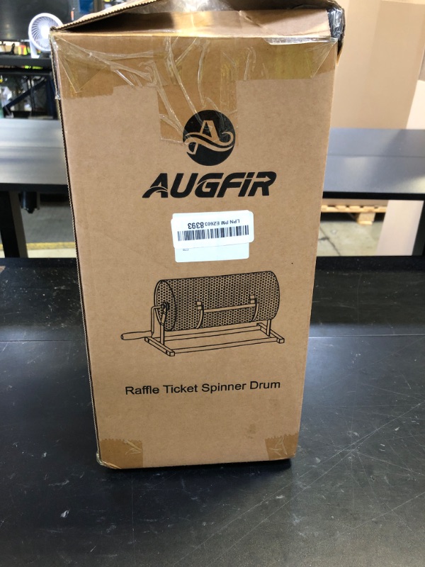 Photo 1 of AugFir Raffle Drum, Heavy Duty Raffle Ticket Spinner Cage with Wooden Silent Design Turning Handle, Thickened Raffle Ticket Box for Lottery Games, Bingo, Raffle Balls
