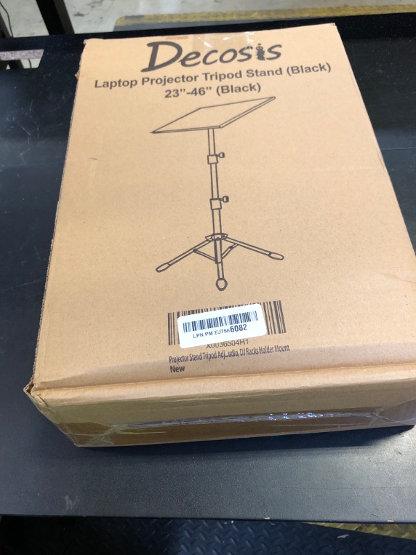 Photo 1 of DECOSIS Projector Stand Tripod from 23" to 46", Laptop Tripod Stand Height Adjustable with Gooseneck Phone Holder, Laptop Floor Stand for Office, Home, Stage, Studio, DJ Racks Holder Mount