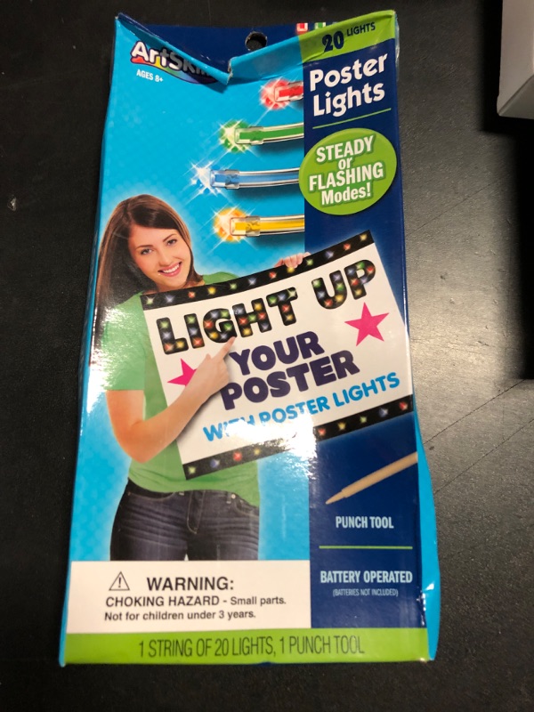 Photo 1 of ArtSkills Rainbow Poster Lights, Poster Board Decorations, Sign Making & Science Fair Board Supplies, Battery-Operated String Light Kit, 20 Lights