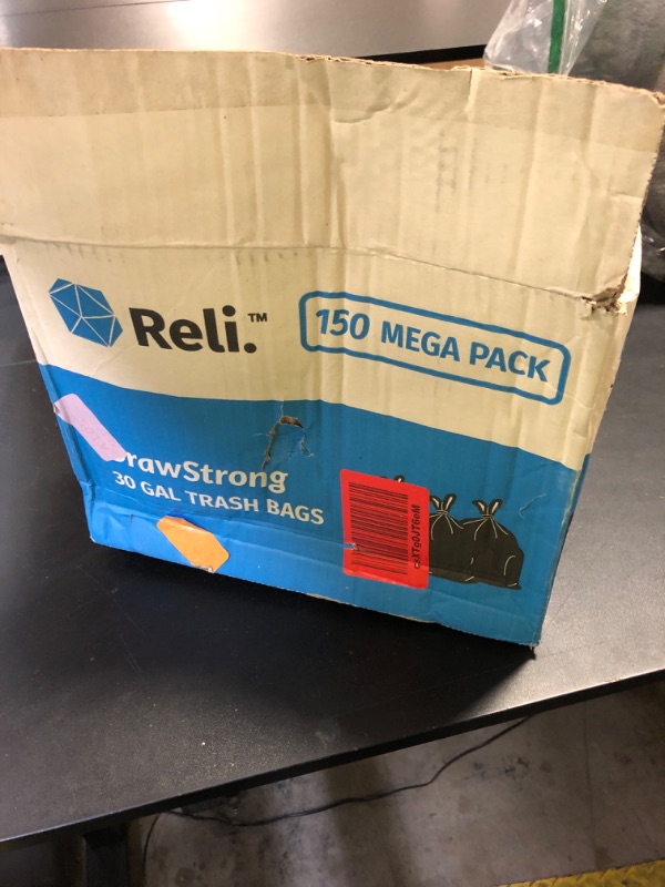 Photo 1 of Reli. 30 Gallon Trash Bags Drawstring | 150 Count | Black | 30 Gallon Garbage Bags Heavy Duty | Large 30 Gal