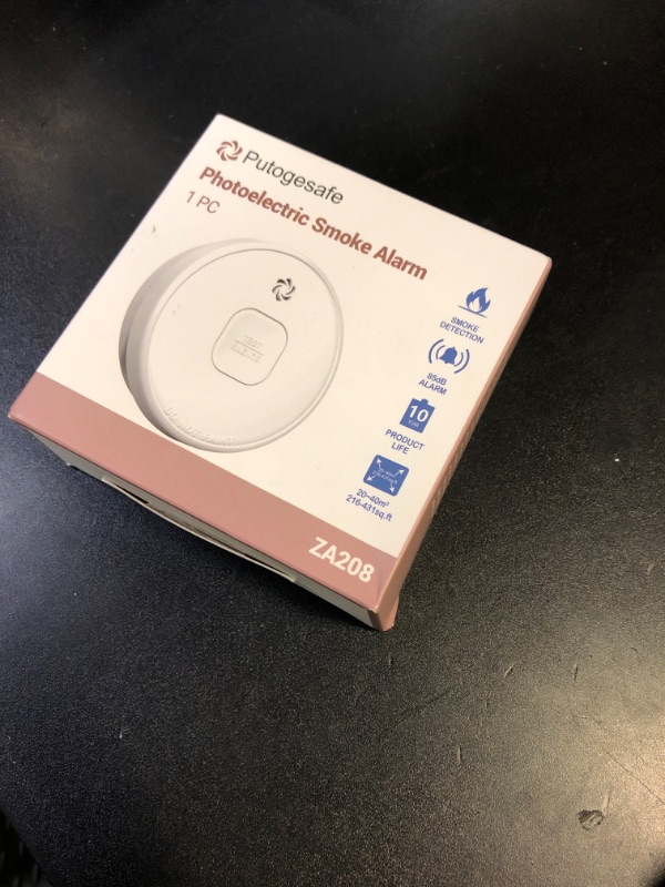 Photo 1 of Detector, 10-Year Smoke Alarm with Photoelectric Sensor and Built-in 3V Lithum Battery, Fire Alarm with Test Button and Low Battery Warning, Fire Safety for Home,1 Pack