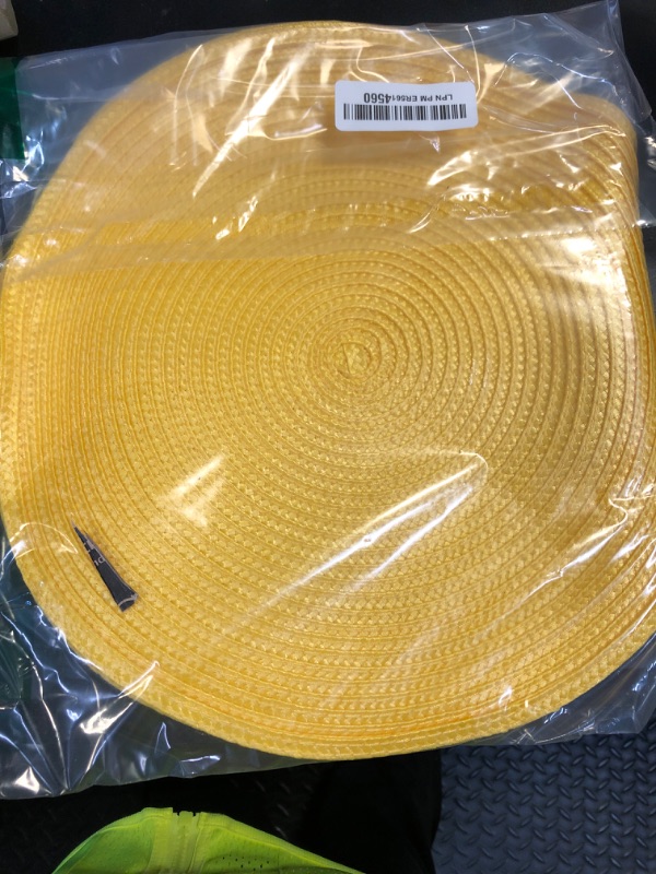 Photo 1 of FunWheat Round Braided Placemats Set of 4 Place Mats for Dining Tables Woven Washable Non-Slip Table mats Small 13 inch(S Yellow, 4pcs)