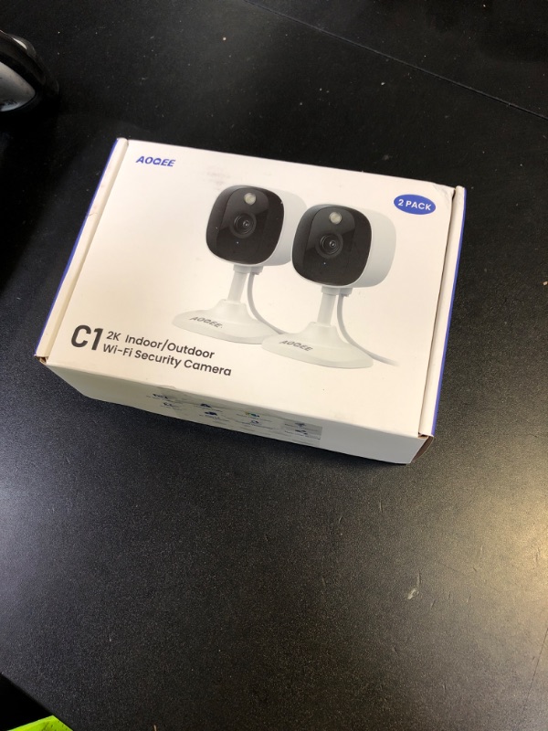 Photo 1 of AOQEE 2K Cameras for Home Security-Outdoor/Indoor Camera for Dog/Cat/Pet/Nanny/Baby, Color Night Vision, White Light, Siren, 24/7 SD Recordings, Works with Alexa/Google Home, C1 (C1-White-2pack-2.4G)