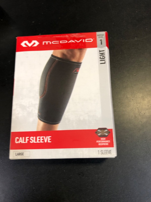 Photo 1 of McDavid Calf Compression Sleeve, Light Support for Left or Right Leg, Helps Provide Relief From Pain, Men & Women, Black, Adult L
