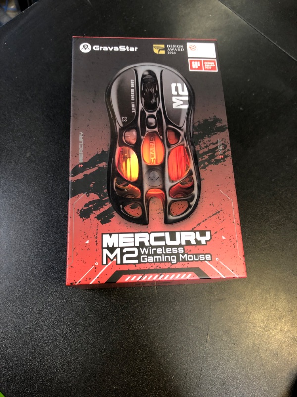 Photo 1 of GravaStar Mercury M2 Wireless Gaming Mouse with 26,000 DPI, PAW3395DM Sensor -79g Lightweight Hollowed-Out Design -5 Programmable Buttons -5 Dynamic Lightsync RGB