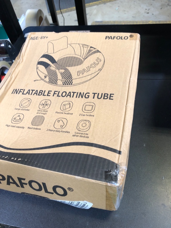 Photo 1 of Pool Float Adult, 53" Inflatable River Tube Float, River Tubes for Floating Heavy Duty with Mesh Bottom, Comfortable Backrest & 2 Cup Holders & Durable Grab Handles,450 lbs Weight Capacity