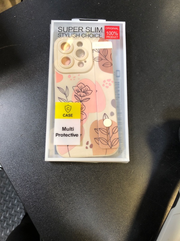 Photo 1 of LEECG for iPhone 16 Pro Case Scratch Resistant Soft Slim Fit Floral Phone Cover for iPhone 16 Pro 6.3 inch-Morandi White
