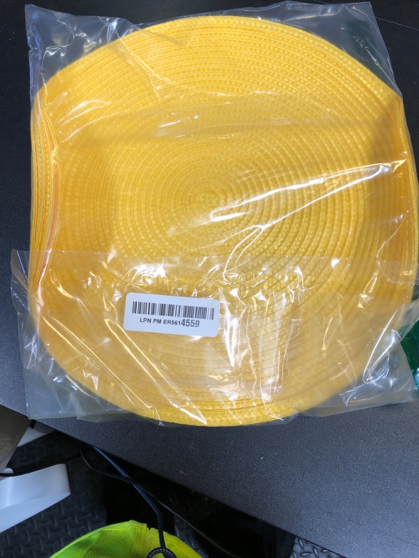 Photo 1 of FunWheat Round Braided Placemats Set of 4 Place Mats for Dining Tables Woven Washable Non-Slip Table mats Small 13 inch(S Yellow, 4pcs)