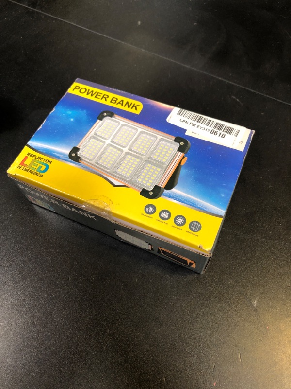 Photo 1 of Vcwtty 120W LED Solar Work Light, 144 LED 10000LM Portable Flood Light with Stand, 4 Modes Rechargeable, IP65 Waterproof Outdoor Working Light for Camping, Fishing, Car Repair & Mechanics (1)