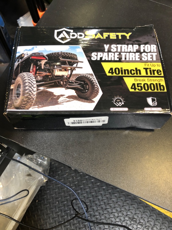 Photo 1 of AddSafety Y Strap for Spare Tire,3 Ratchet Straps Tie Down, Heavy Duty Spare Tire Strap for UTV,Roof Rack Spare Tire Mount,Pickup Trucks, black