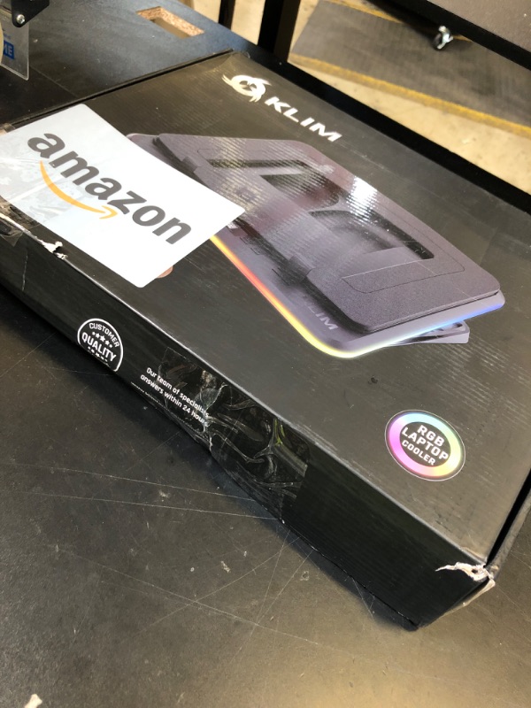 Photo 1 of KLIM Turbofrost Gaming Laptop Cooling Pad - 4 Powerful Turbo Fans - 4 x 4000 RPM, Dynamic RGB, 4-Ports USB, Laptop Cooler 2 Power Modes USB-C/DC, Sealed Foam for Fast Cooling - Up to 17in - Black
