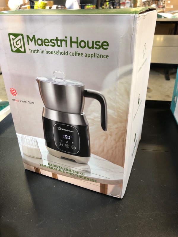 Photo 1 of Maestri House Milk Frother, Variable Temp and Froth Thickness DualFro 600 Milk Frother Steamer, 21OZ Smart Touch Control Milk Warmer, Dishwasher Safe, Memory Function for Latte&Hot Chocolate (Black)
